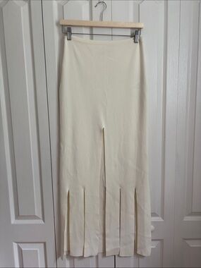 Materiel Bottom Pleats Skirt. Maxi length. Cream color. Size large.